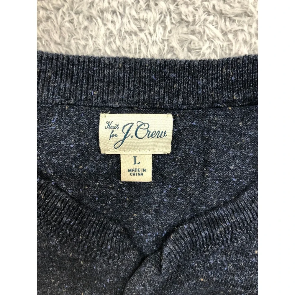 J.Crew Sweater Mens Size L Blue Knit Silk Blend Henley Pullover